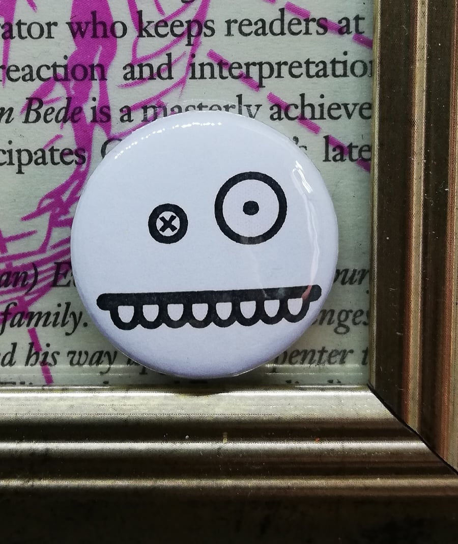 Monster Face - White 25mm Button Badge - Free Postage!