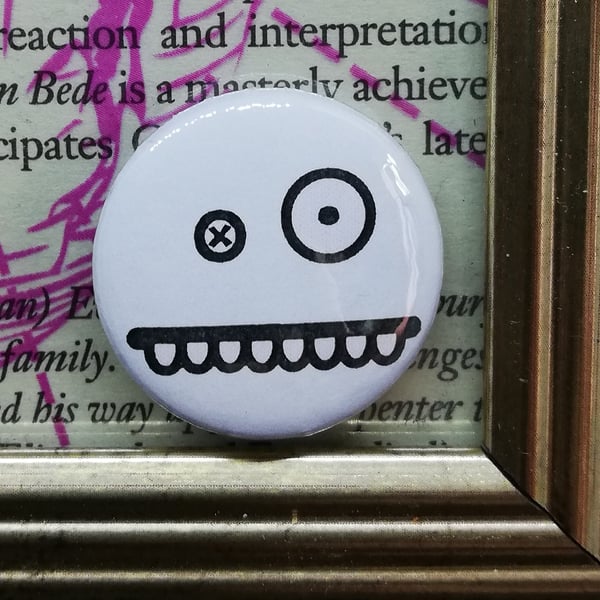 Monster Face - White 25mm Button Badge - Free Postage!