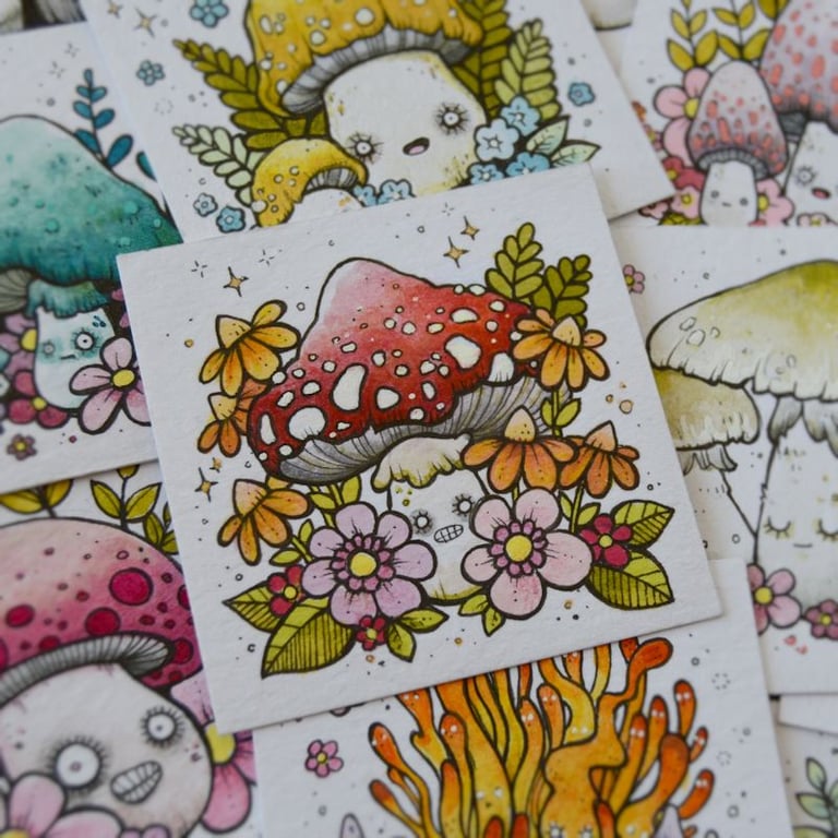 mushroom month - day 10 - original twinchie illustration