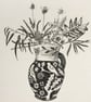 Vase with wild flowers black ink original drawing  - Image 1