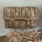 Handmade champagne metallic evening purse