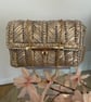 Handmade champagne metallic evening purse