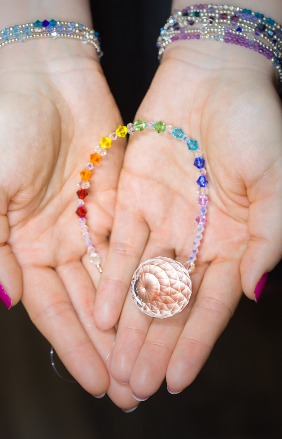 Swarovski 30mm crystal ball sun-catcher in rainbow colours super sparkly