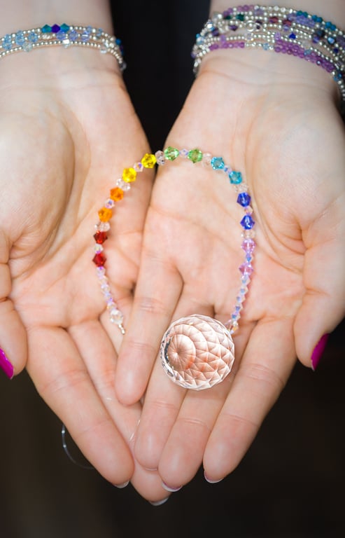 Swarovski 30mm crystal ball sun-catcher in rainbow colours super sparkly