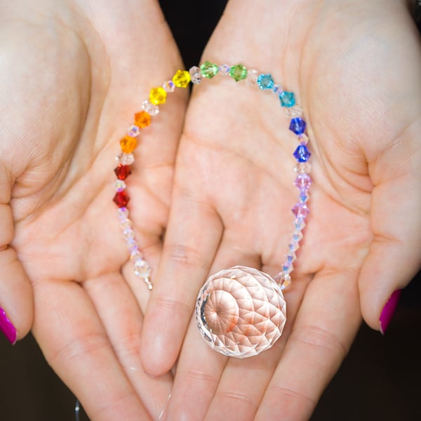 Swarovski 30mm crystal ball sun-catcher in rainbow colours super sparkly