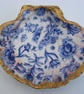 Decoupaged Blue flower scallop shell trinket dish. - Image 1