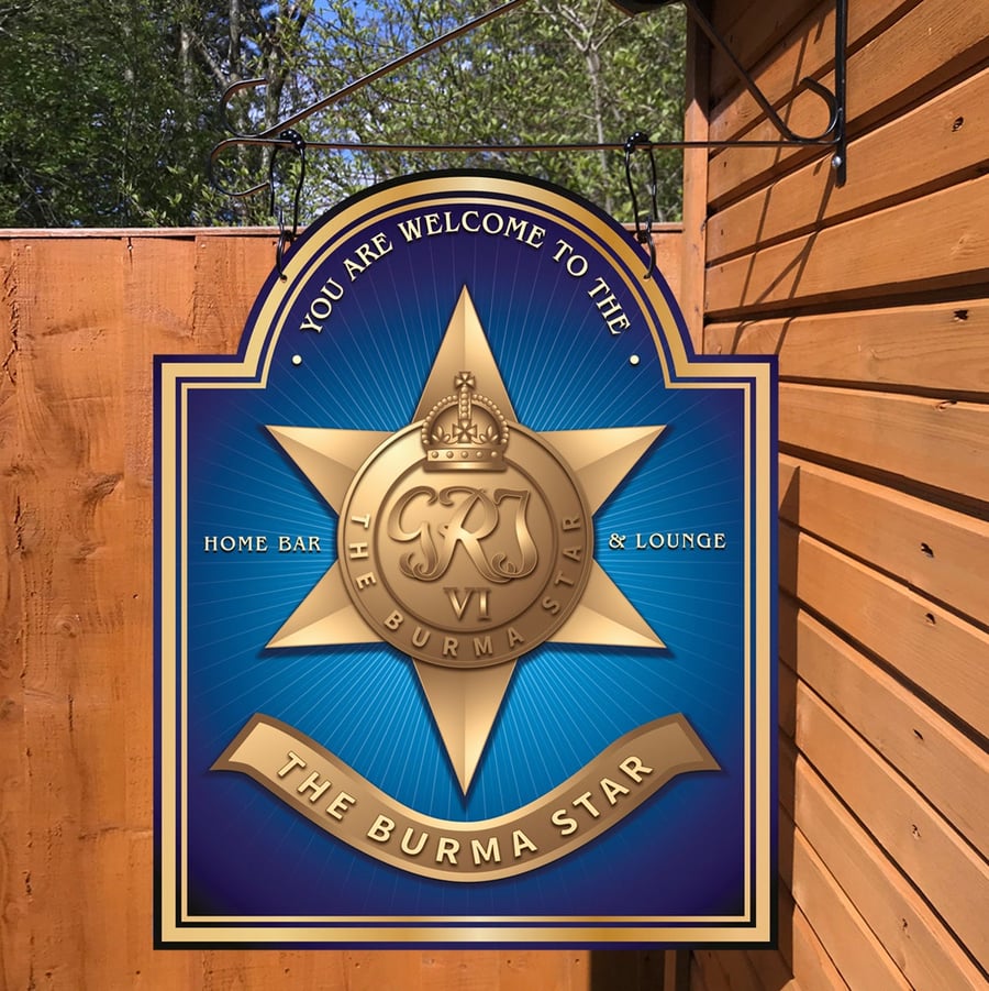 The Burma Star - Hanging personalised bar sign
