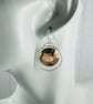 Earrings, Sterling Silver and Copper Moon Eclipse Dropper Earrings - Image 2