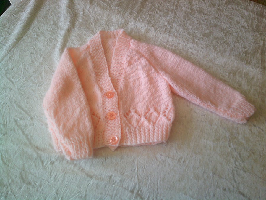 14 inch Peach V Neck Cardigan
