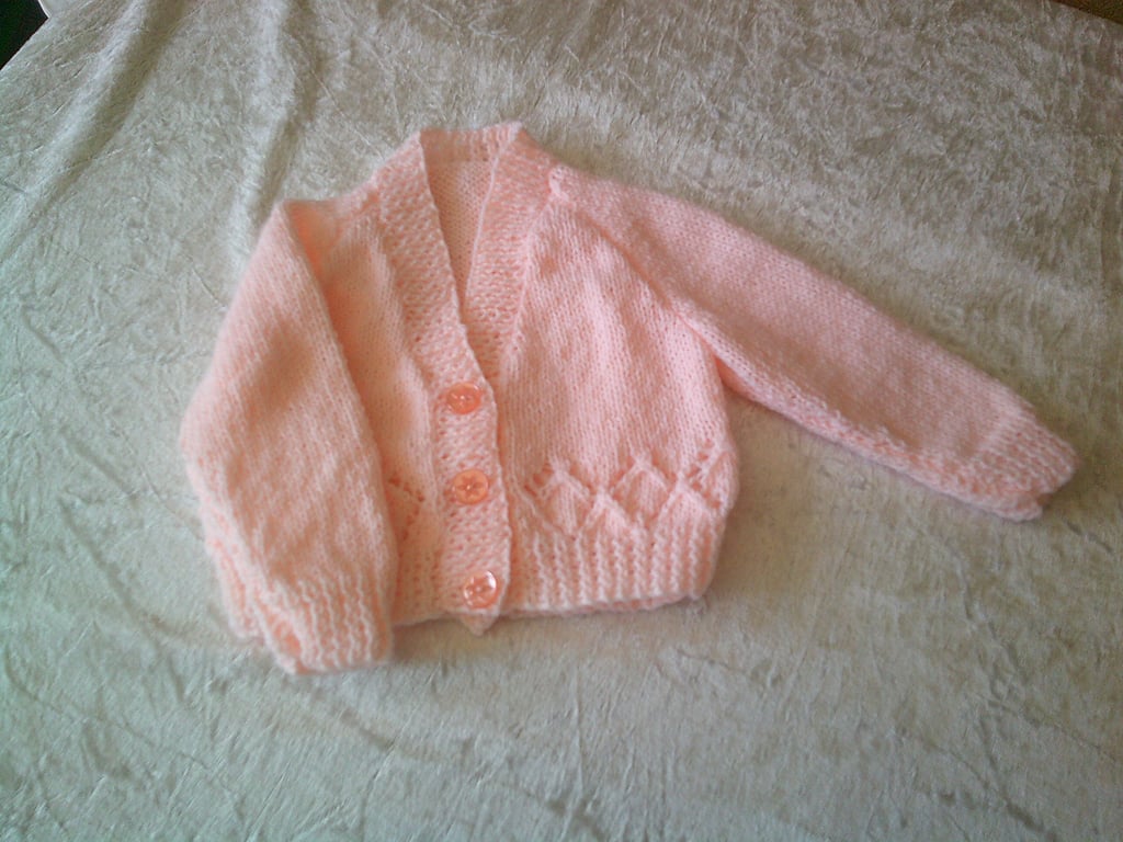 14 inch Peach V Neck Cardigan