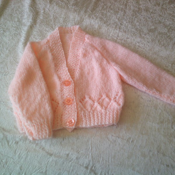 14 inch Peach V Neck Cardigan