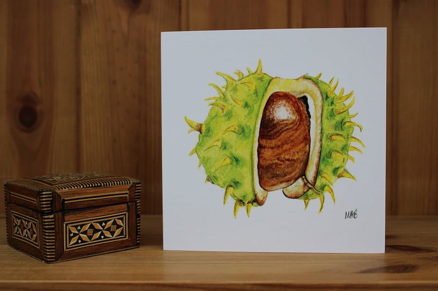 Chestnut card Printed from an original watercolour Horse Chestnut by Yellow Bee