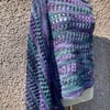 Handknitted Rectangular Lace Wrap in Purples and Mint Greens