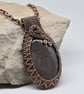 Wire Woven Silver Sheen Obsidian and Copper Gothic Pendant - Image 10