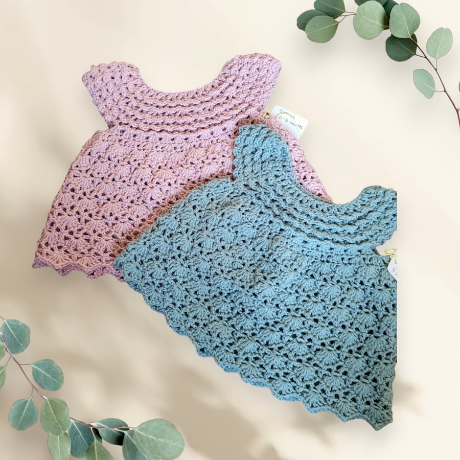 Crocheted cotton summer baby Shell Dress
