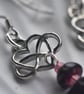 Sterling Silver Celtic Heart, Red & Pink Drop Earrings - Image 4