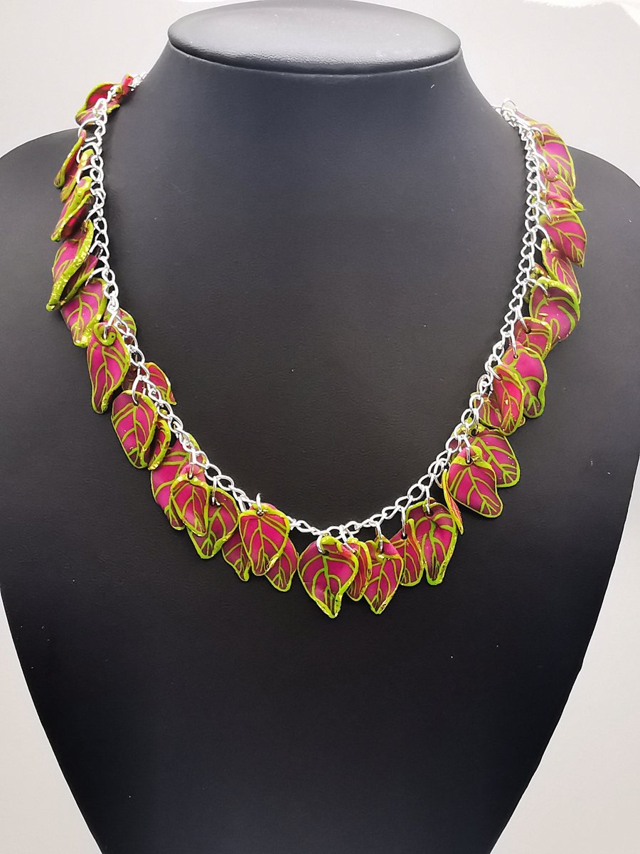 Pink Leaf Chacha Necklace