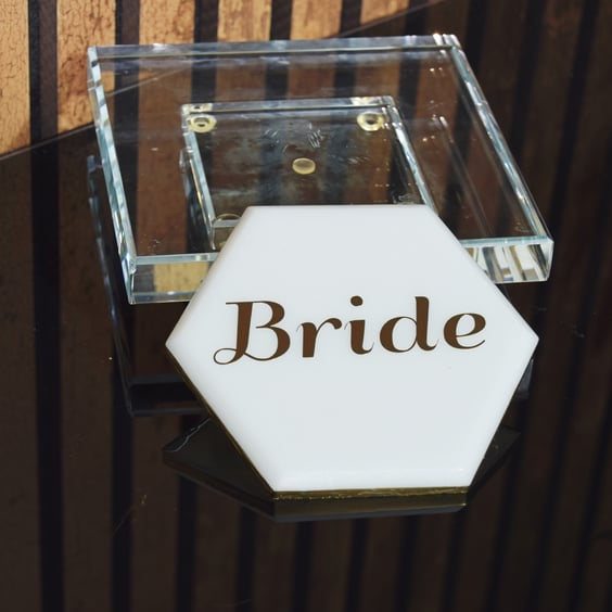 Personalised Wedding Favour Place Name Hexagon Coaster Resin Any Colour 12x10cm