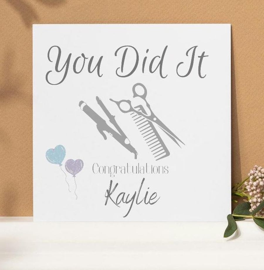 Exam Pass Congratulations Card, Hairdressing Card