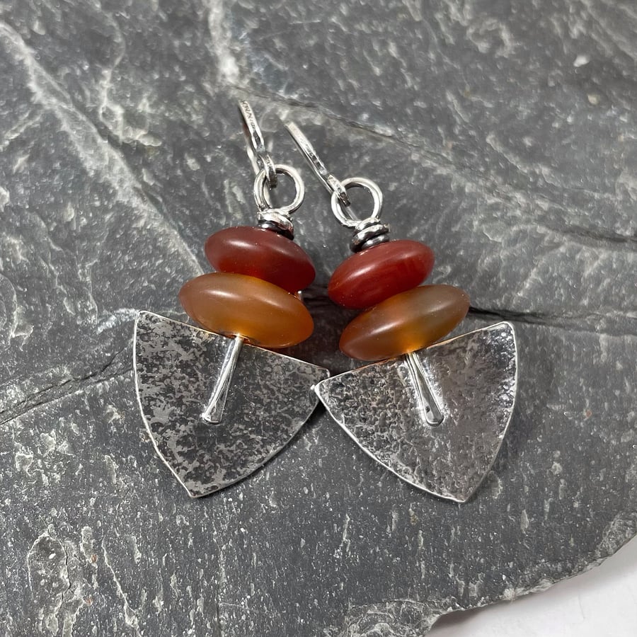 Custom listing for Gill, Sterling silver and agate Shovel earrings