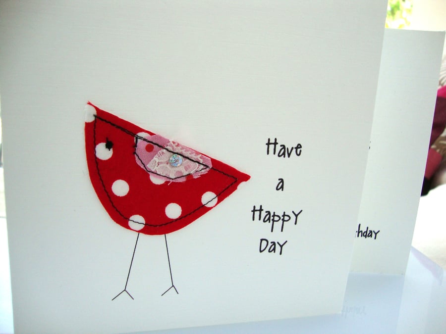 polka dot bird birthday card