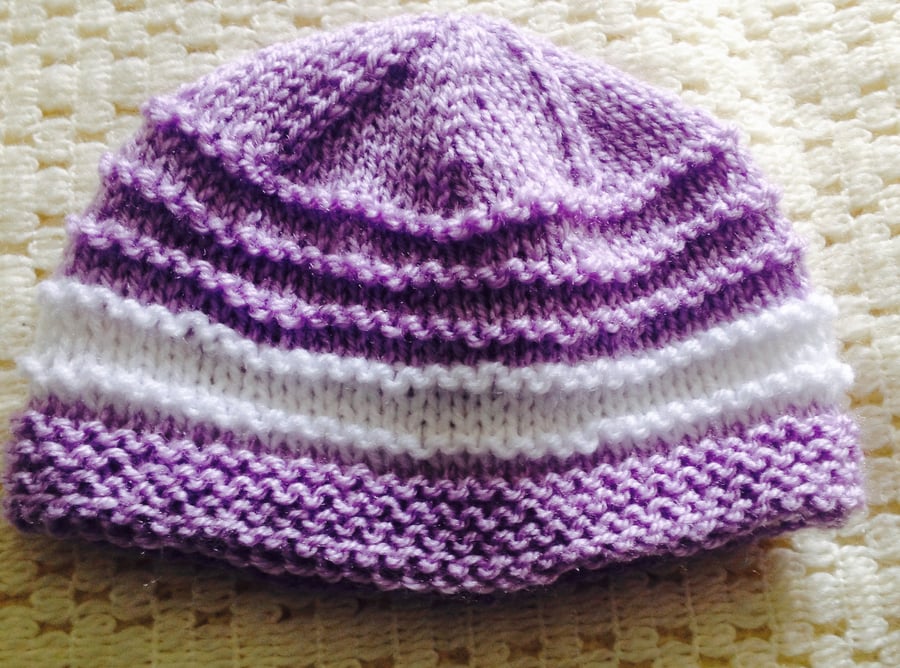 0-3 months hand knitted girls hat