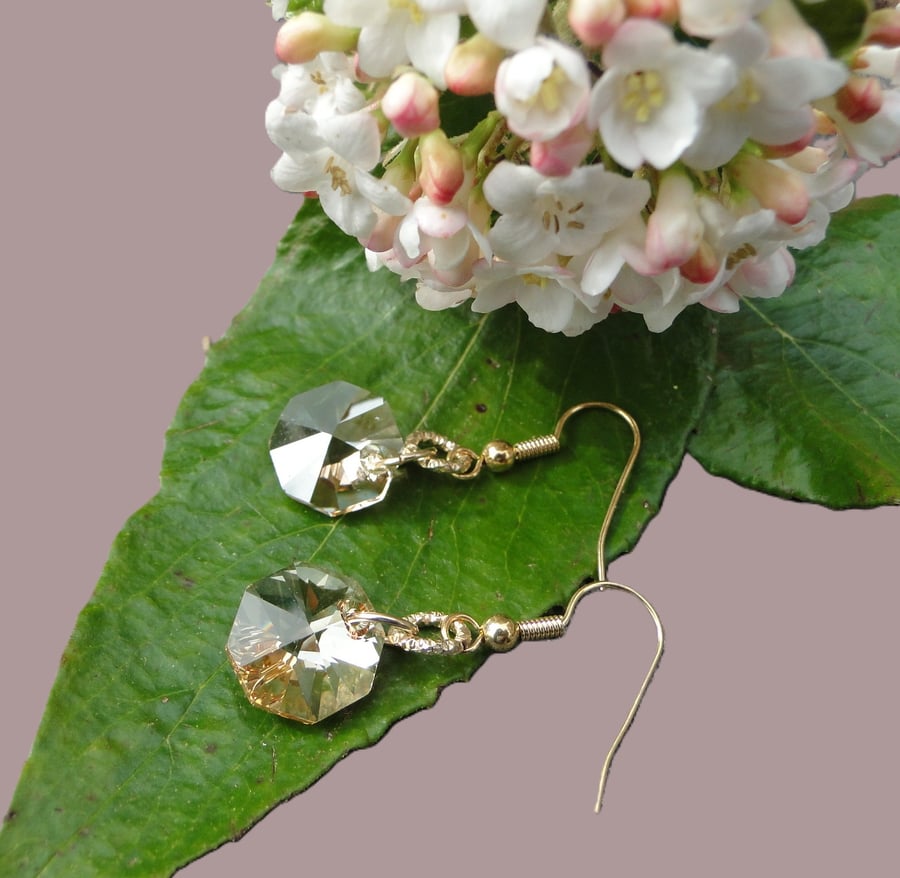 Pretty pale yellow crystal earrings gift for her
