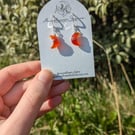 Carnelian Celestial Mini Moon Earrings, Wire Wrapped Gemstone Silver Jewellery 