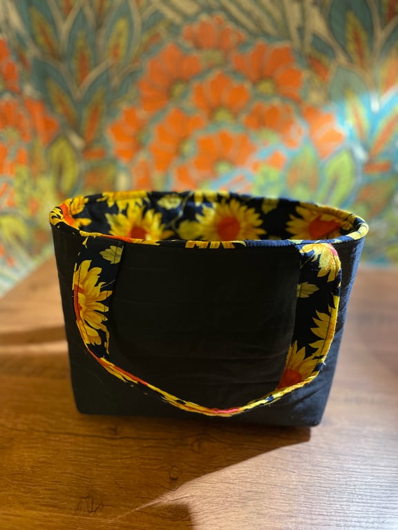 Navy Waxed Canvas drawstring bag