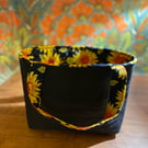 Navy Waxed Canvas drawstring bag