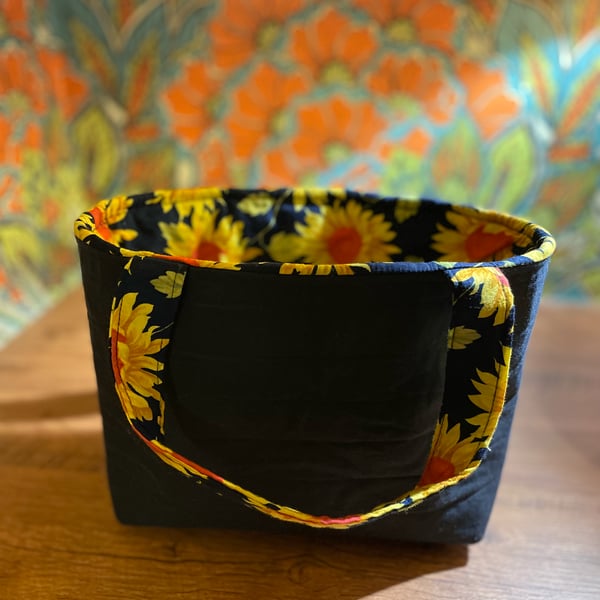 Navy Waxed Canvas drawstring bag