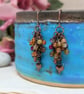 Copper chain and agate dangle earrings with heart charm  - Image 1