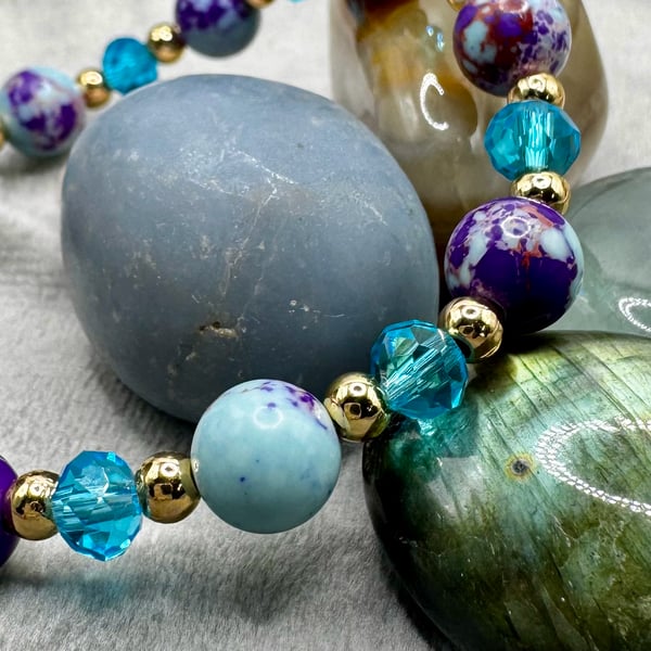 Blue and purple jasper bracelet 