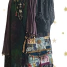 Handcrafted embellished purple  teal velvet Bohemian Gypsy Hippie Festival Bag