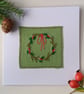 Textile Christmas Card with Embroidered Wreath