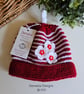 Designer Girl's Hand Knitted Flower Beanie Hat 1 - 2 Years Size - Image 6