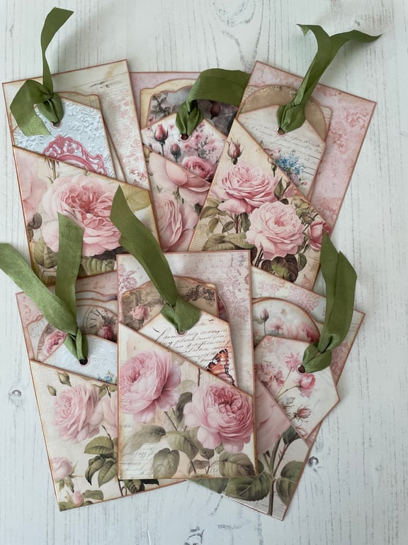 Ephemera - Set of Tags & Pockets - Rose Garden by Carolee Crafts PB8 - 0008