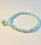 Pale Aqua Glass Pearl Bracelet - Handmade In Devon - Image 1
