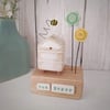 Wooden Beehive With Clay Flower Garden and Bee 'Bee Happy'