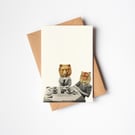 Tiger and Bear Greeting Card - Tea Party