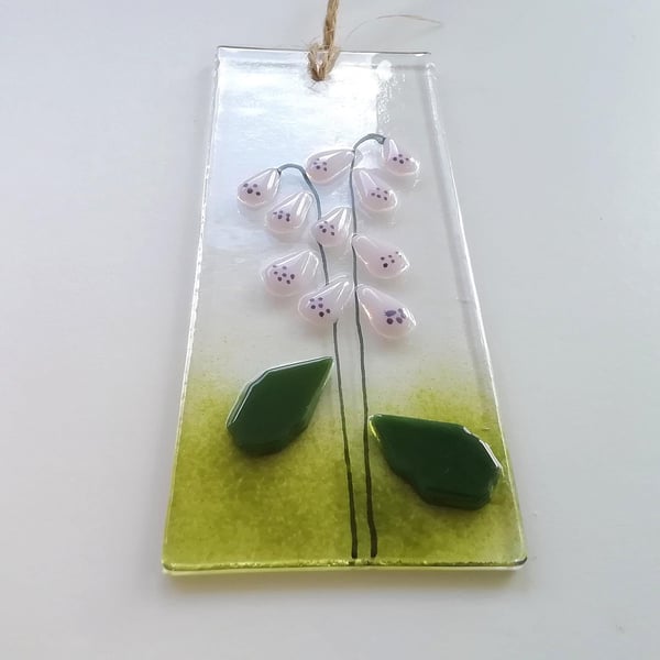 Foxglove small suncatcher, digitalis hanger, foxglove suncatcher in fused glass,