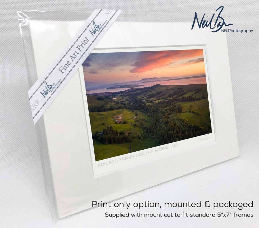 Arran, Cumbrae & Largs from Brisbane Glen - A6 (7"x5") Unframed Print