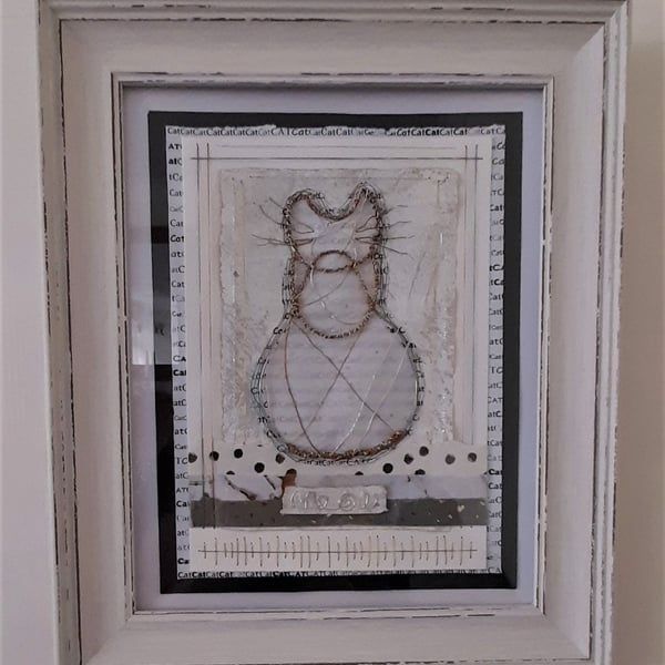 The Trusting Wire Cat. A Handmade Art Picture. Purfect for Cat Lovers!!!