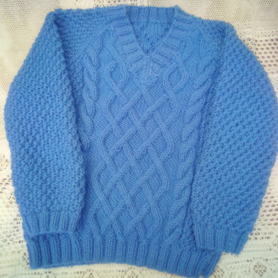 Lattice Cable Aran Jumper for a Boy or Girl, Ch... Folksy