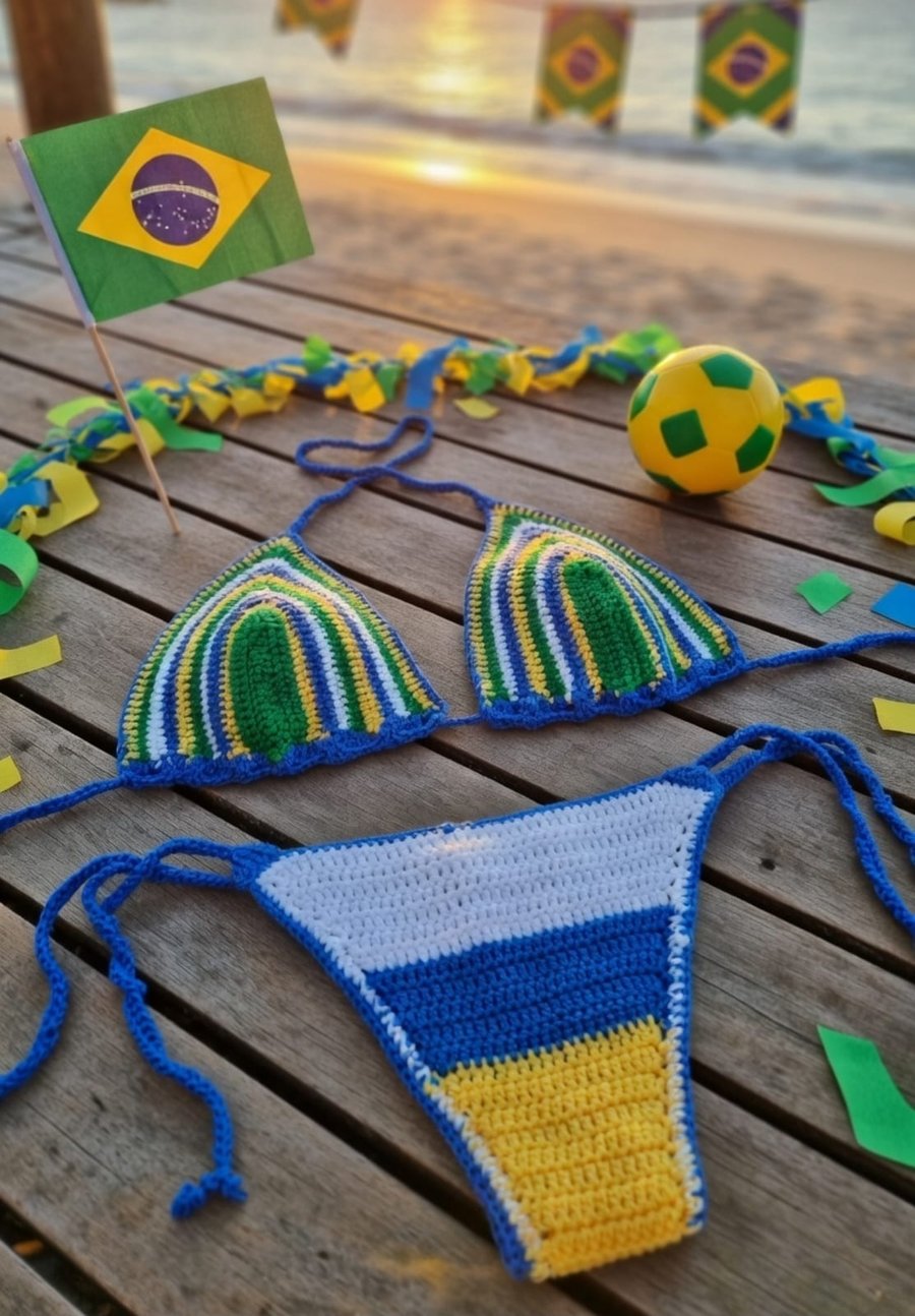 Handmade Crochet Bikini – Brazilian Yarn & Shell Detail