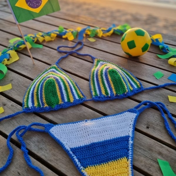 Handmade Crochet Bikini – Brazilian Yarn & Shell Detail