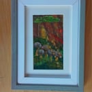 Woodland themed framed textile picture. 
