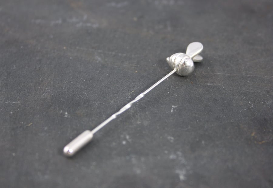 Hand Cast Silver Bee Pin Brooch