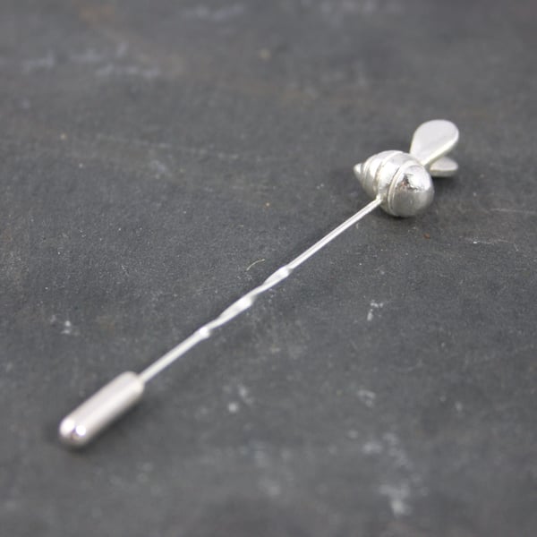 Hand Cast Silver Bee Pin Brooch