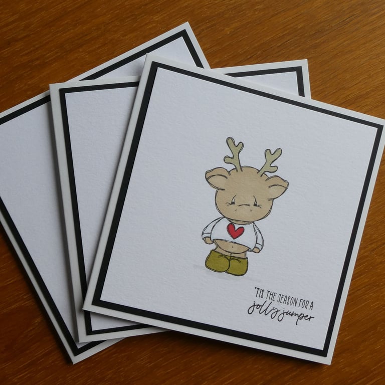 Pack of 3 Christmas Cards - Reindeer